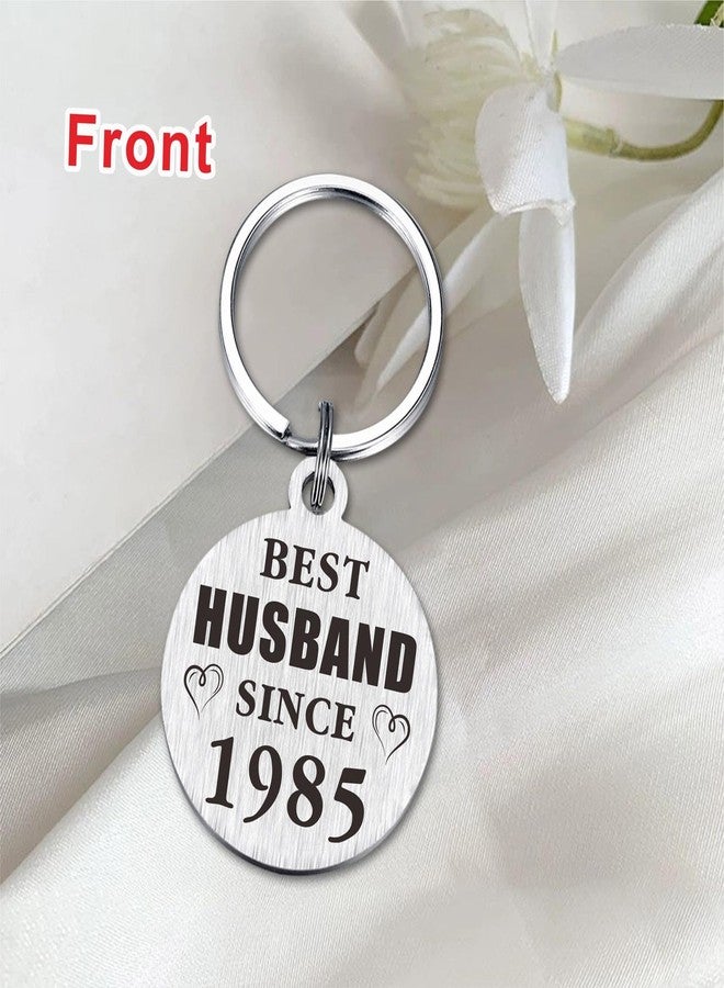 TANWIH 40th Wedding Anniversary Keychain Gifts, Best Husband Since 1985, 40 Year Anniversary Decoration for Him Men - Image 3